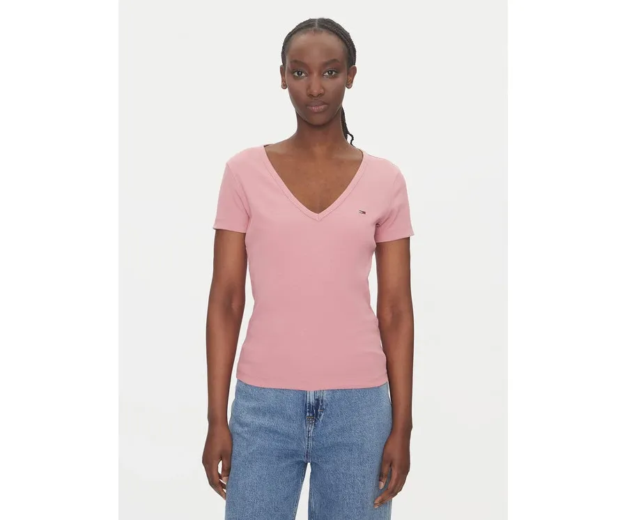 obrazek 1 Tommy Jeans T-Shirt Essential DW0DW17385 Różowy Slim Fit