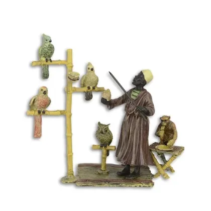 Zdjęcie Stylowa rzeźba trenera papug wykonana z brązu