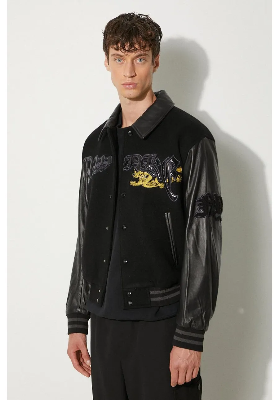obrazek 1 Awake NY kurtka wełniana Varsity Jacket kolor czarny przejściowa oversize SP24-OT001
