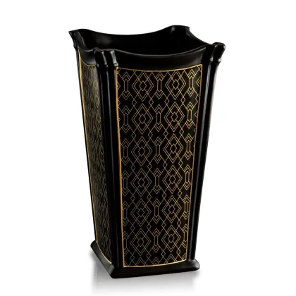 Zdjęcie Ceramiczny kwadratowy czarno złoty wazon - Ahura