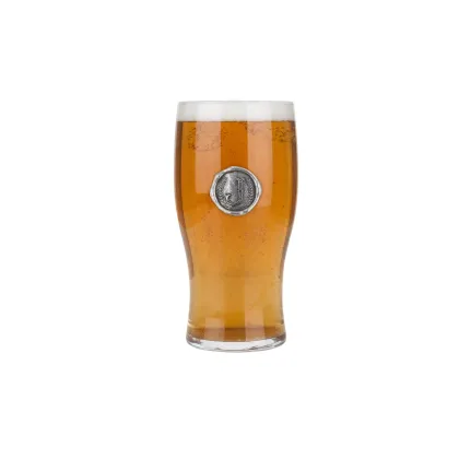 Zdjęcie Stylowy prezent –szklanka do piwa z cynowym kartuszem z inicjałem – literą „J”