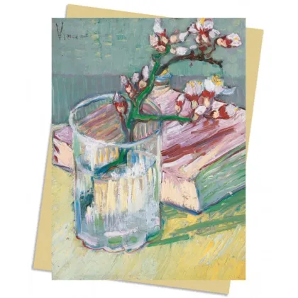 Zdjęcie Pakiet kartek na życzenia (Vincent van Gogh: Kwitnąca gałązka migdałowca w szklance i książka) - Flame Tree Publishing