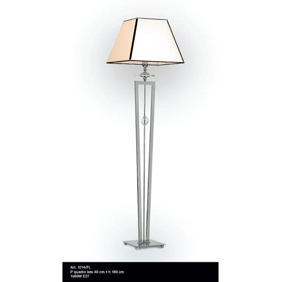 obrazek 1 Lampa podłogowa z kwadratowym kloszem w kolorze kości słoniowej - Il Paralume Marina