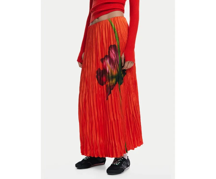 obrazek 1 Desigual Spódnica plisowana Follet 25SWFW06 Pomarańczowy Regular Fit