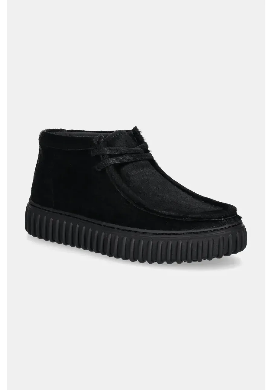 obrazek 1 Clarks Originals półbuty skórzane CUR Torhill Hi damskie kolor czarny na płaskim obcasie 26180971