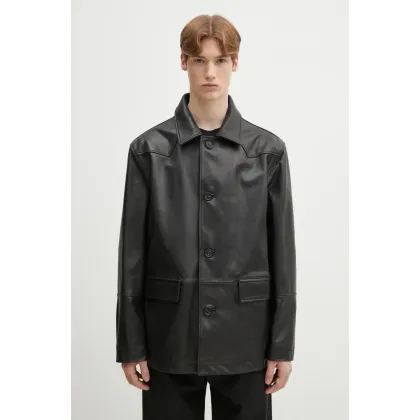 Zdjęcie MM6 Maison Margiela kurtka skórzana kolor czarny przejściowa SH0AM0045
