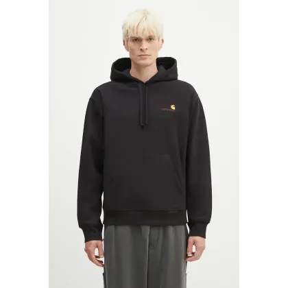 Zdjęcie Carhartt WIP bluza Hooded American Script Sweatshirt męska kolor czarny z kapturem gładka I028279.-BLACK