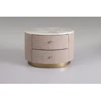 Picture A stunning Italian bedside table made of wood, upholstered with fabric or leather