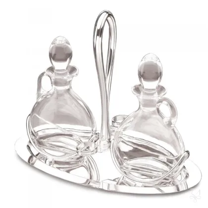 Zdjęcie Prestiżowy zestaw do oliwy z kryształowymi buteleczkami – Zaramella Argenti