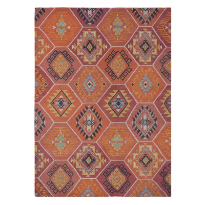 Picture Prestigious orange geometric carpet - YARA NOMAD 33403