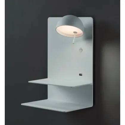 Zdjęcie Unikalna lampa ścienna z dwoma półkami + wejście USB
