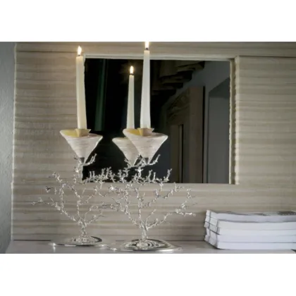 Picture Decorative candlestick made of nickel-plated brass and mother of pearl