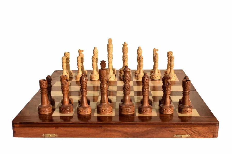 obrazek 2 Stylowe drewniane figury w kształcie wieży do gry w szachy - The Chess Empire