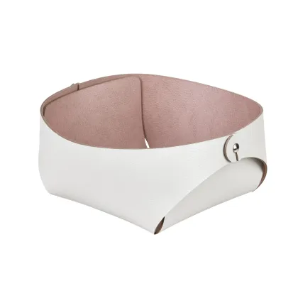 Picture Elegant leather basket Flora 15x15xH7 cm in pearl color