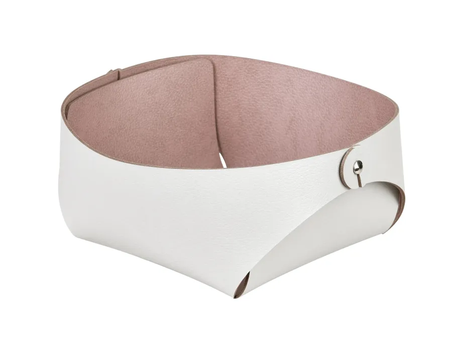 obrazek 1 Elegancki skórzany koszyk Flora 15x15xH7 cm w kolorze perłowym