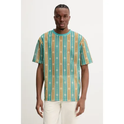 Zdjęcie Drôle de Monsieur t-shirt Le T-Shirt Mesh męski kolor zielony wzorzysty G-TS252-PL162-EM