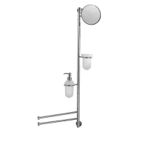 Picture Stylish towel holder with soap dispenser, brush container and mirror for a unique bathroom – 3SC