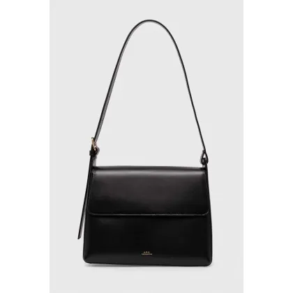 Zdjęcie A.P.C. torebka skórzana sac virginie flap kolor czarny PXBRU.F61924