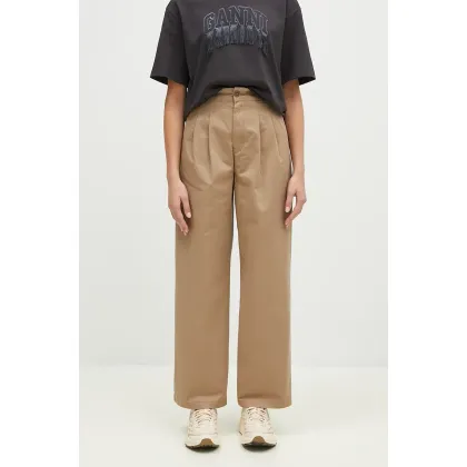 Zdjęcie Carhartt WIP spodnie bawełniane Leola Pant kolor beżowy fason chinos high waist I033147.8Y06