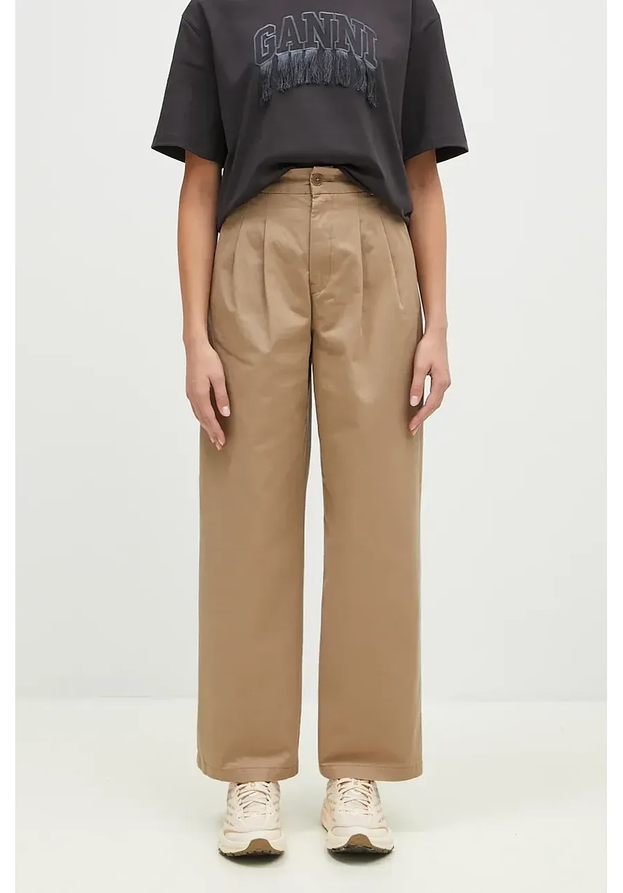 obrazek 1 Carhartt WIP spodnie bawełniane Leola Pant kolor beżowy fason chinos high waist I033147.8Y06