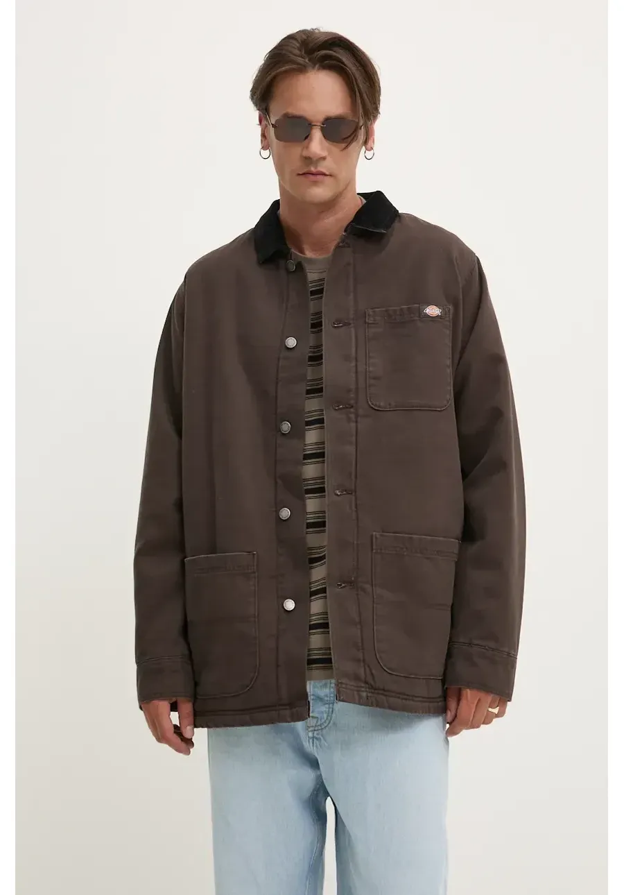 obrazek 1 Dickies kurtka Duck High Pile Flce Line Chore Jacket męska kolor brązowy przejściowa DK0A4XGA