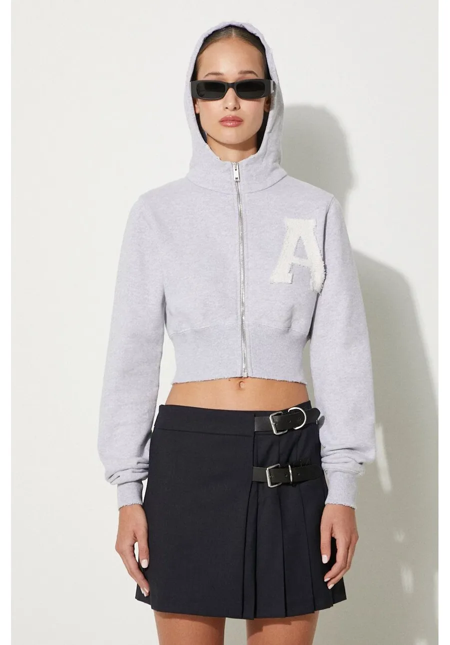obrazek 1 AMBUSH bluza bawełniana Crop Hoodie damska kolor szary z kapturem melanżowa BWBB002F24FLE0020505