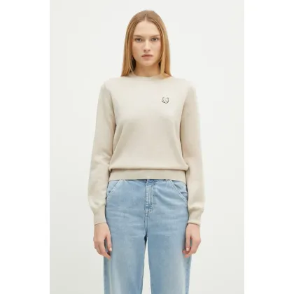 Zdjęcie Maison Kitsuné sweter wełniany Bold Fox Head Patch damski kolor beżowy lekki MW00801KT1036