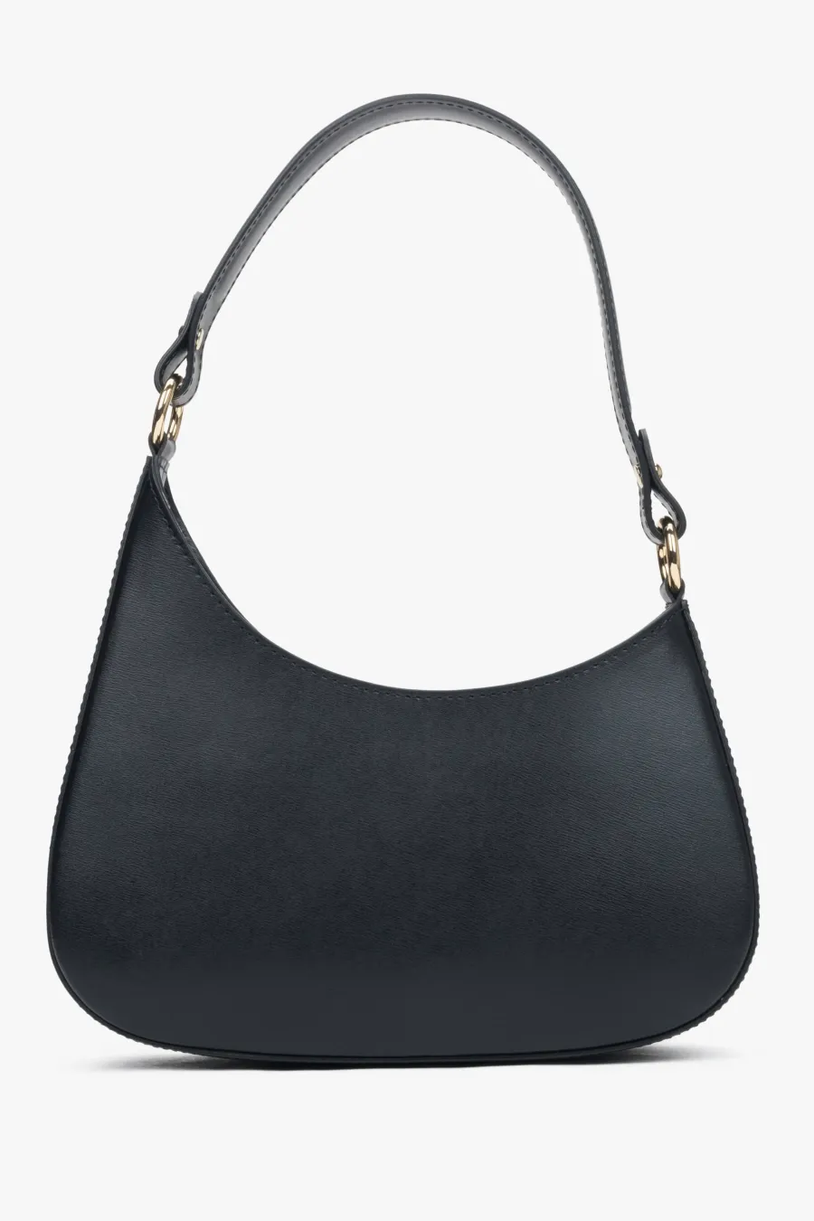 obrazek 1 Estro: Czarna torebka damska typu shoulder bag z włoskiej skóry naturalnej Premium