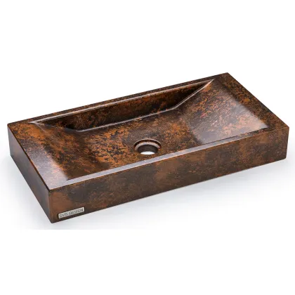 Zdjęcie Stylowa umywalka 60 cm SIRIUS BASIC – SMOKED METAL, czarny i miedziany, lakier półmatowy