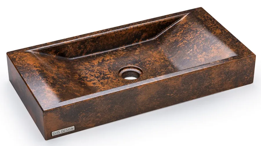 obrazek 1 Stylowa umywalka 60 cm SIRIUS BASIC – SMOKED METAL, czarny i miedziany, lakier półmatowy