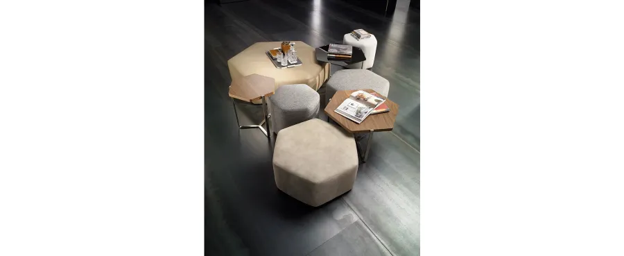obrazek 1 Designerski, heksagonalny, drewniany stolik do salonu - Casadesus