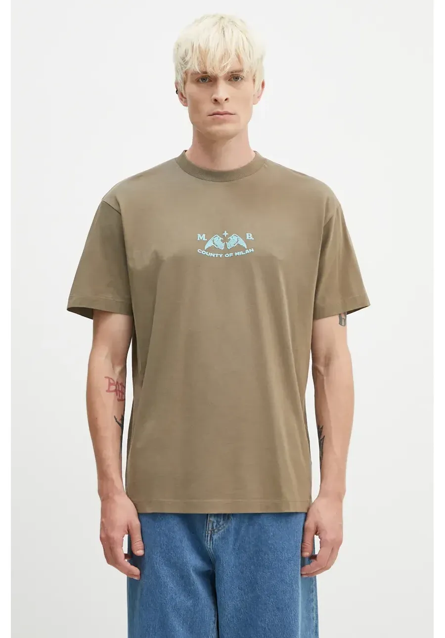 obrazek 1 Marcelo Burlon t-shirt bawełniany Vintage Logo Basic Tee męski kolor zielony z nadrukiem CMAA056F24JER0066E4D