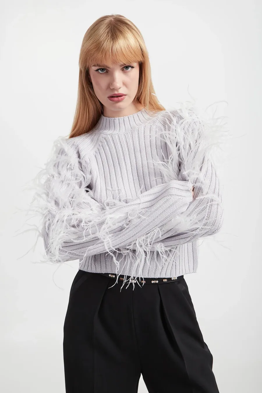 obrazek 1 Sweter damski z piórami PATRIZIA PEPE Patrizia Pepe