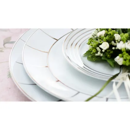 Zdjęcie Oryginalny komplet zastawy stołowej z porcelany dla 12 osób - Porcel