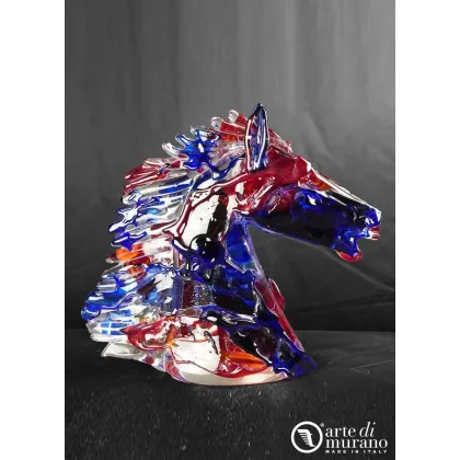 Zdjęcie Designerska głowa konia w szkle Murano wielokolorowa