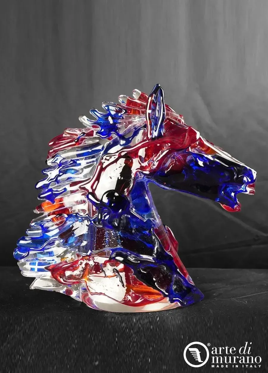 obrazek 1 Designerska głowa konia w szkle Murano wielokolorowa