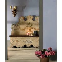 Zdjęcie Luksusowa włoska skrzynia z siedziskiem z litego drewna w stylu prowansalskim