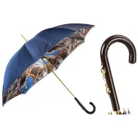 Picture Elegant navy blue women's umbrella decorated with an original motif - Pasotti