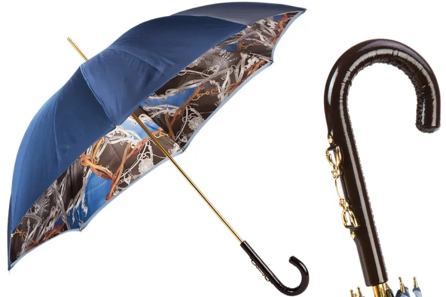obrazek 1 Elegancki granatowy parasol damski zdobiony oryginalnym motywem – Pasotti