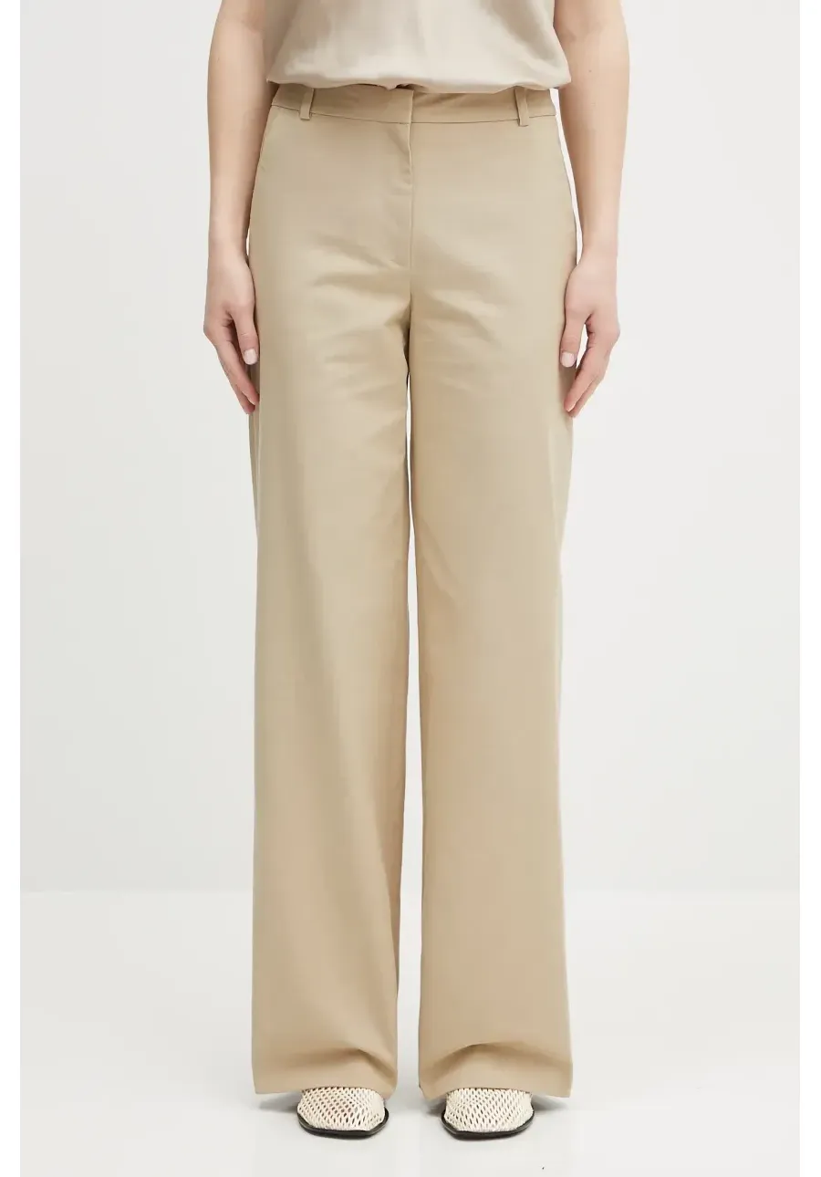 obrazek 1 A.P.C. spodnie bawełniane pantalon margaret damskie kolor beżowy szerokie high waist COHFU.F08476