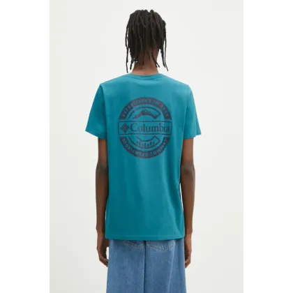 Zdjęcie Columbia t-shirt bawełniany Rapid Ridge kolor turkusowy z nadrukiem 1934824