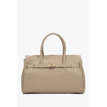 Zdjęcie Estro: Duża beżowa torebka damska z włoskiej skóry naturalnej Premium