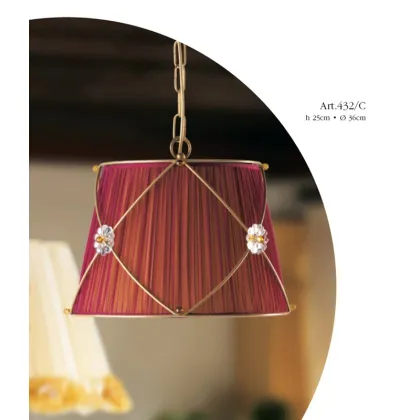 Zdjęcie Luksusowa lampa sufitowa z krzyżami i różami z bordowego jedwabiu i szyfonu - Il Paralume Marina