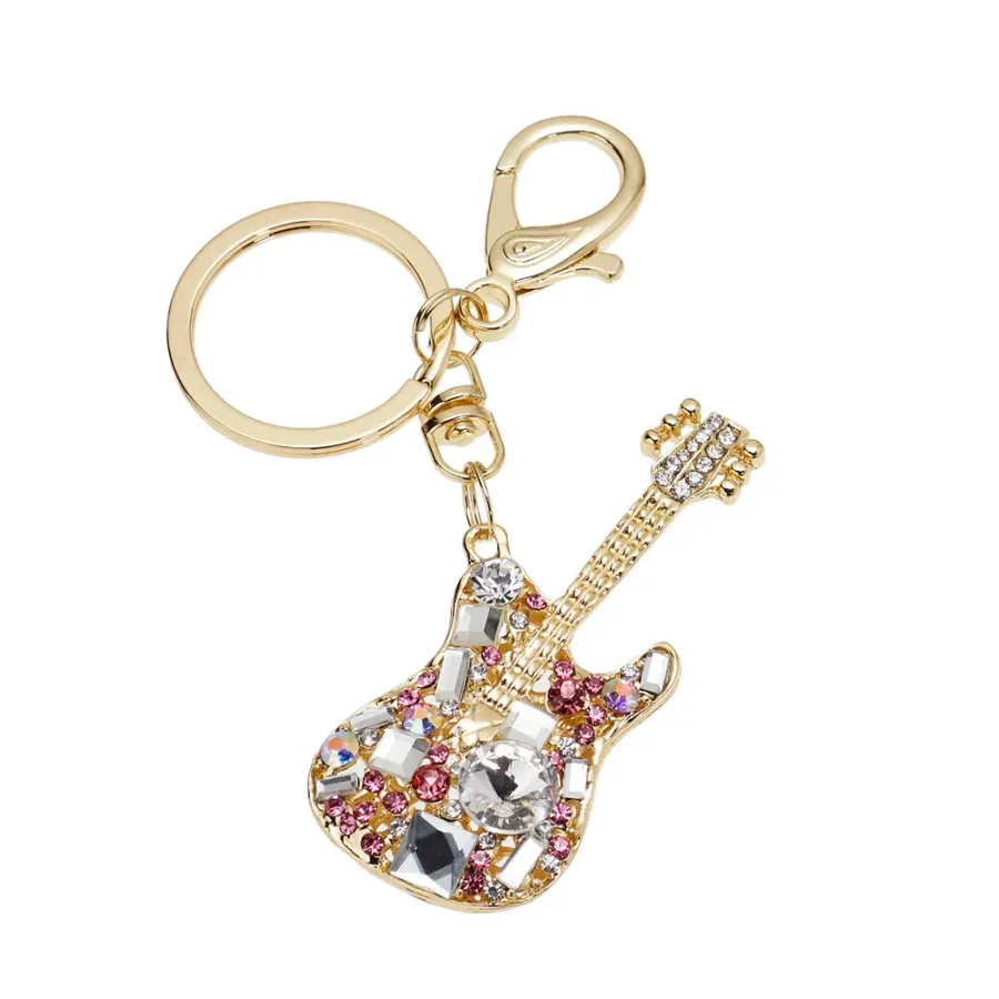 obrazek 1 Złoty brelok do kluczy w kształcie gitary