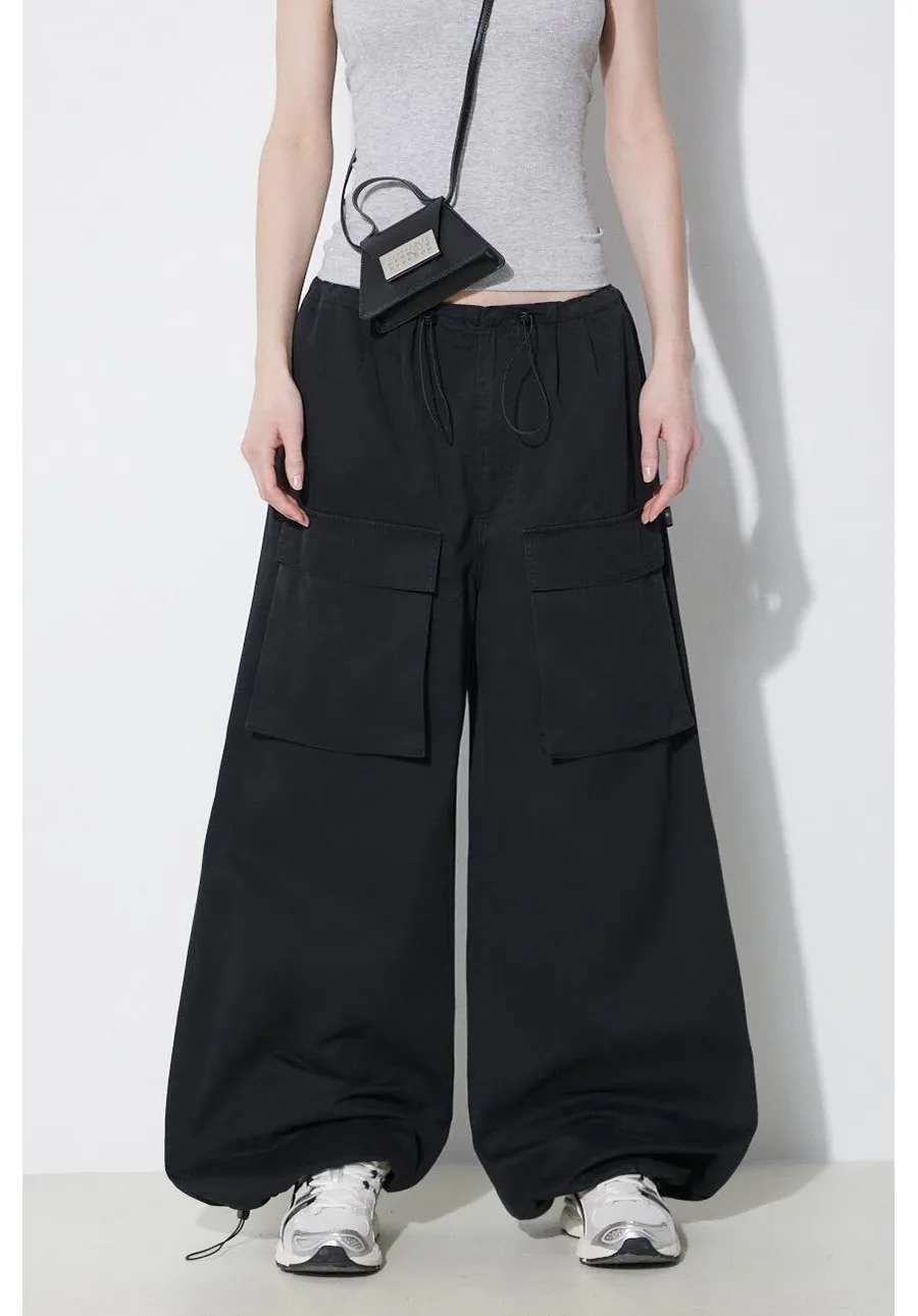 obrazek 1 MM6 Maison Margiela spodnie damskie kolor czarny szerokie high waist S52KA0478