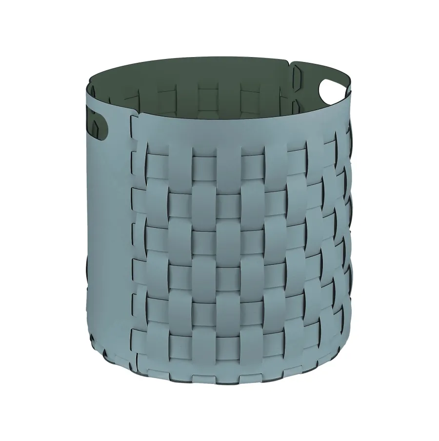 obrazek 1 Luksusowy kosz Bottega Ø40xH40 cm w kolorze jasnego pastelowego błękitu