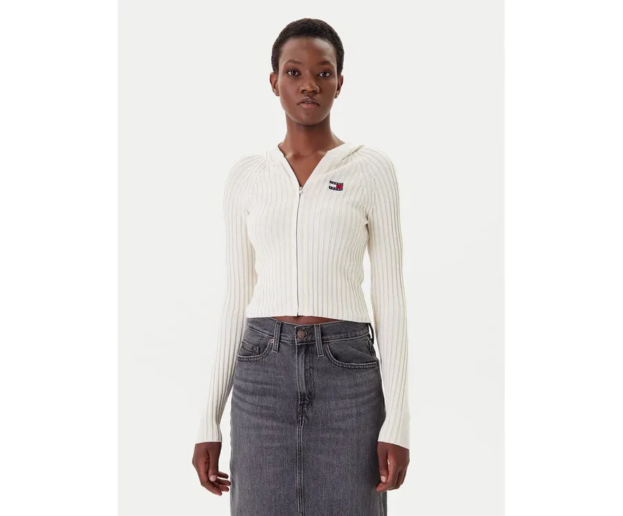 obrazek 1 Tommy Jeans Kardigan DW0DW20974 Écru Slim Fit