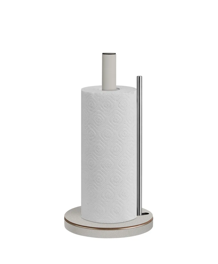 obrazek 2 Wyjątkowy uchwyt na ręcznik papierowy Ø16,5xH32,2 cm w kolorze beżowo-szarym