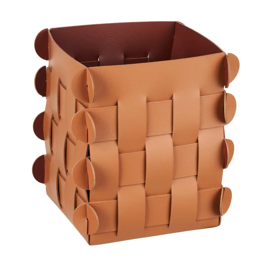 obrazek 1 Mały stylowy koszyk Shlesser 13x13xH17 cm w kolorze koniakowym