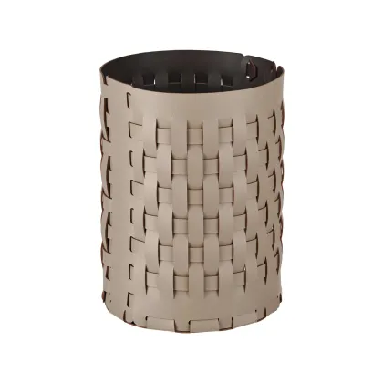 Zdjęcie Piękny skórzany kosz Bottega Ø20xH25 cm w kolorze cappuccino